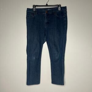 Ann Taylor Loft Women's Modern Kick Crop Jeans 31/12 Ankle Dark Wash Stretch